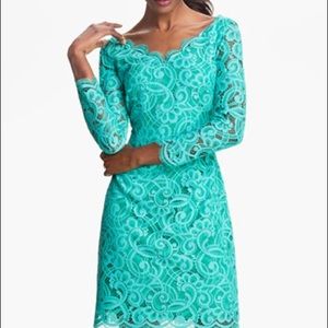 "Helene" Double V neck lace dress